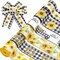 36 Yard Sunflower Wired Edge Ribbon 6 Roll 2.5 Inch Buffalo Plaids Flower Fabric Ribbon Spring Summer Floral Decorative Craft Ribbon